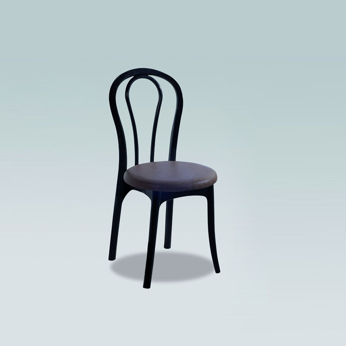 Tonet Sandalye Siyah - Deri Oturma Fontu