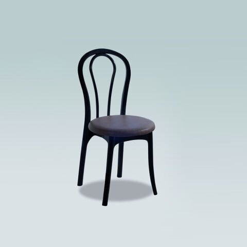 Tonet Sandalye Siyah - Deri Oturma Fontu